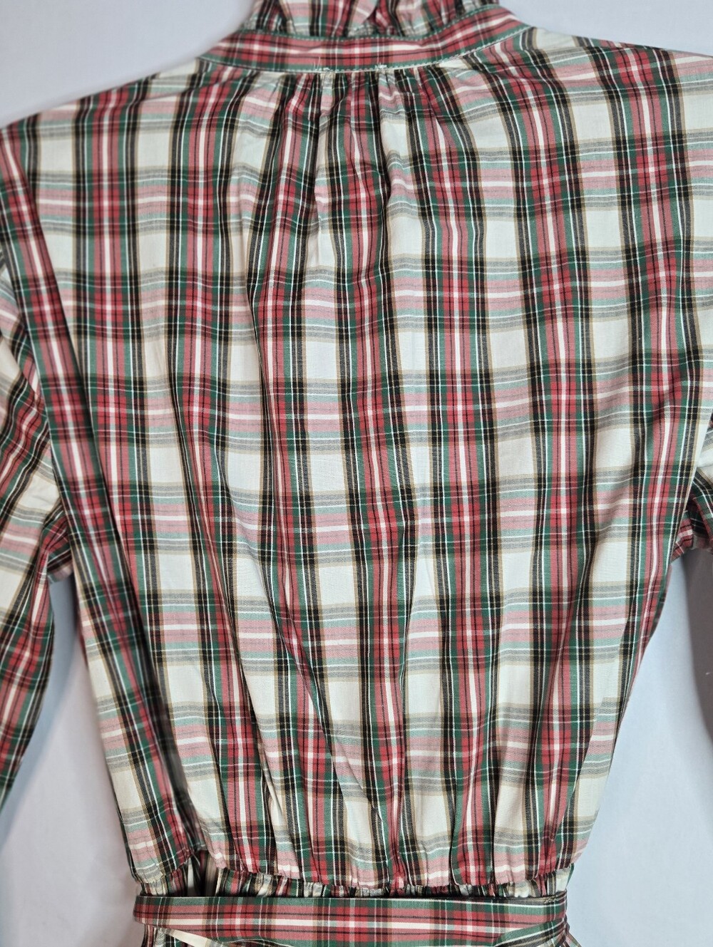 J. CREW Women Size 4 Plaid Cotton L/Sl Dress, Ruffle Neckline & Tie Belt NWT - Picture 10 of 12